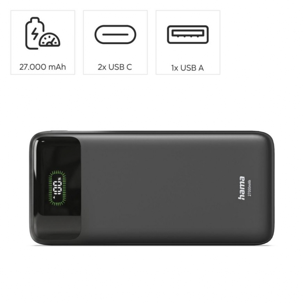 Външна батерия HAMA 201781 PD27-W65 27000 mAh